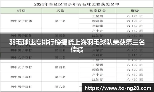 羽毛球速度排行榜揭晓上海羽毛球队荣获第三名佳绩